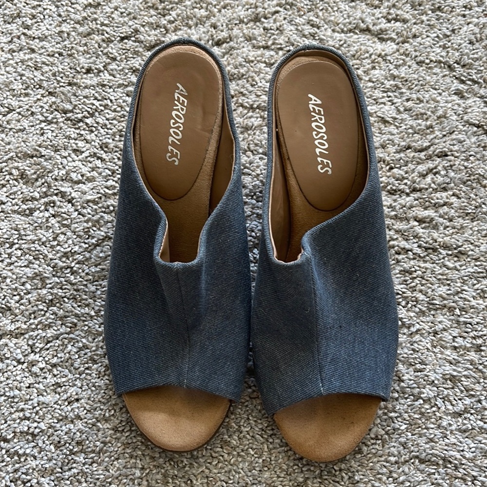 Wedge slip on sandals
